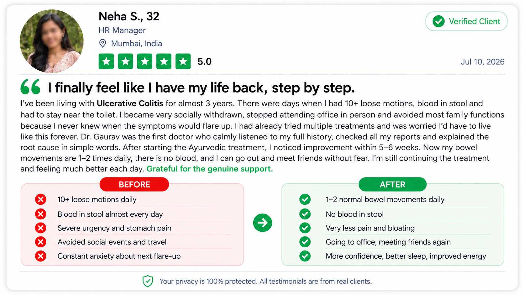 Patient testimonial